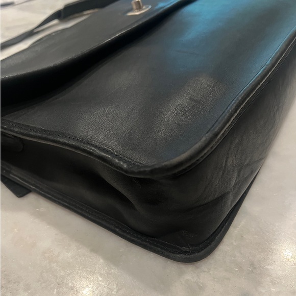 VINTAGE Coach Black Leather Lexington Briefcase Laptop Bag, Brshd Silver/Nickel - Picture 4 of 16